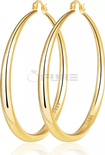 80mm 18ct Gold Plated Gold Big Large Thick Hoop Earrings