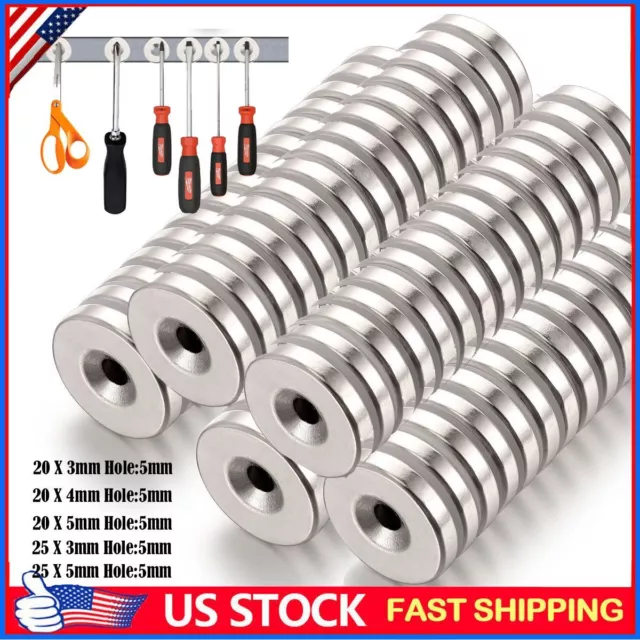 Lot Countersunk Ring Round Disc Strong Neodymium Magnets Rare Earth with Hole