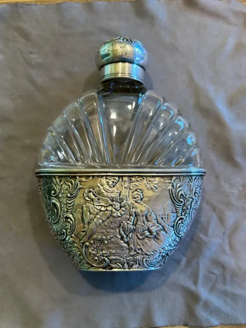Antique Germany Sterling Silver Flask * Jacob Storck & Louis Sinsheimer * Rare *