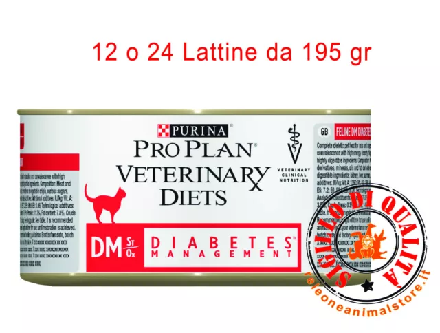 Alimento Umido Veterinary Diets Gatto DM Diabetes 195gr Purina 12 o 24 lattine