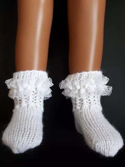 DDD'S Vintage Sasha  dolls new frilly white ankle socks handknitted in 2ply