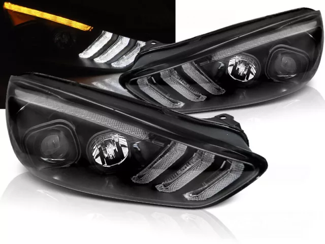 Scheinwerfer LED Tagfahrlicht für Ford Focus MK3 Bj. 15-18 Schwarz Laufblinker