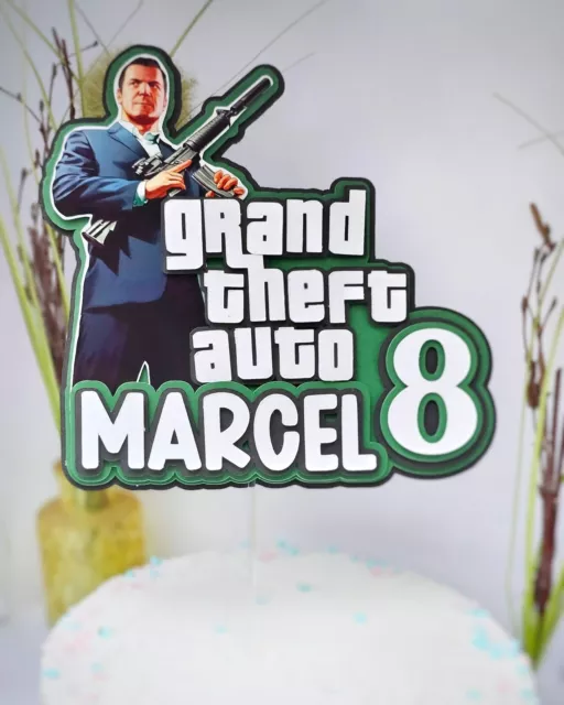 Personalisierte Inspirierte GTA GrandTheftAut CakeTopper  Kuchendeko Tortenfigur