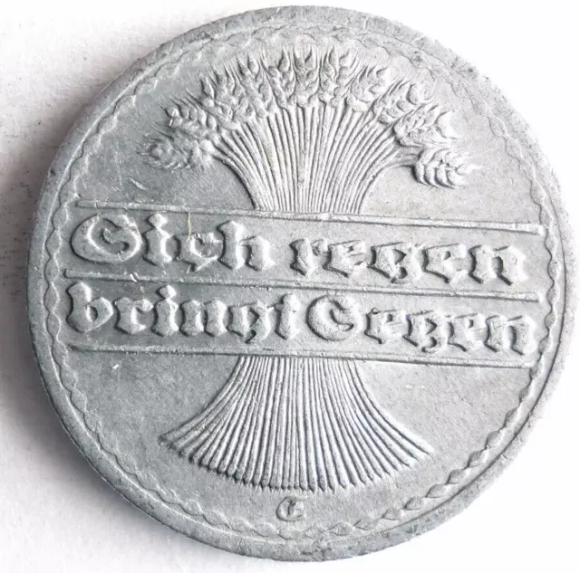 1921 GERMANY 50 PFENNIG - Excellent Coin - FREE SHIP - Bin #346