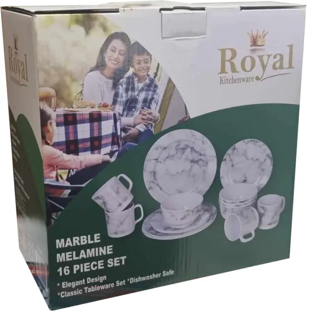 Royal Kitchenware Marble 16 Piece Melamine Rv Camping Caravan Picnic Jayco Parts