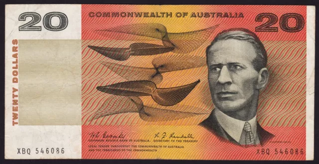 20 Dollars $20 Australian Banknote 1967 First Prefix Coombs Randall R402F