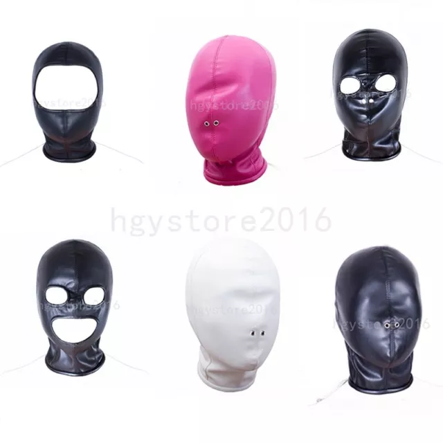 Faux Leather Gimp Bondage Hood Sensory Deprivation Mask Head Harness Roleplay