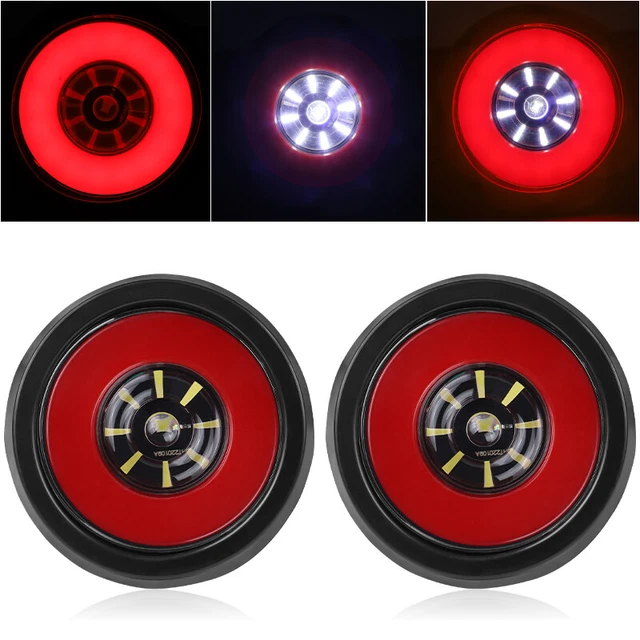 2X 12V 24V LED Tail Light 4" Round Stop Indicator Reverse Lamp Truck Trailer Ute