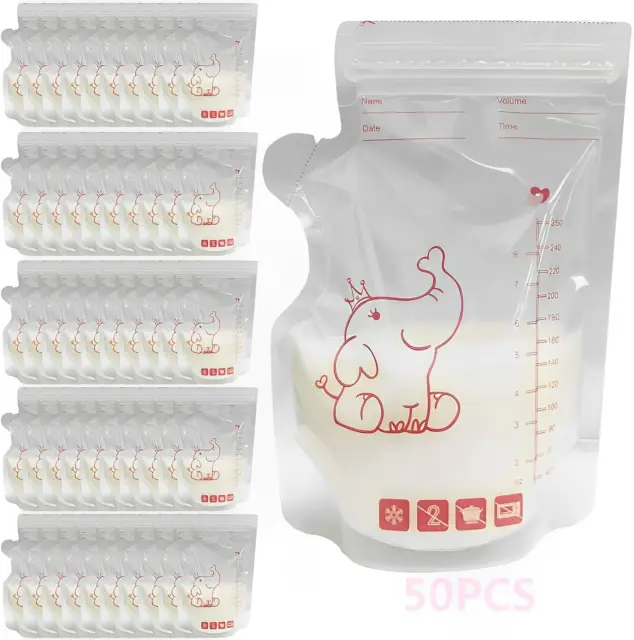 50 Pcs Breast Milk Storage Bag, 250ml Disposable Milk Storage Bags, Breast Milk