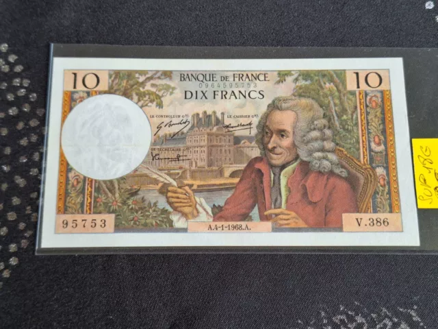 billet de 10 francs Voltaire- A- 4/01/1968 -A- V-386 -etat spl