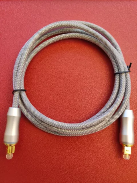 1,5m Audio-Lichtleiter-Kabel, Metall-ODT-Stecker (Toslink), Vergoldet, Gewebe