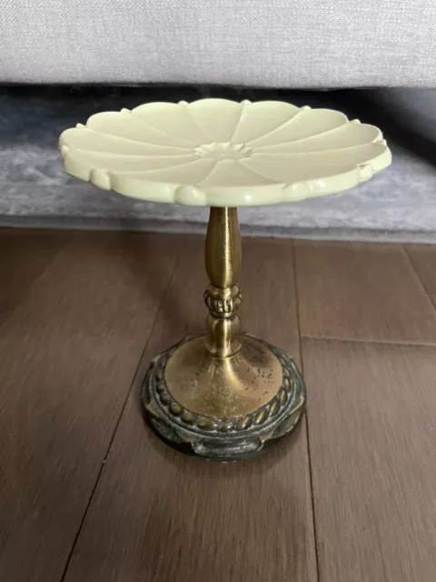 Vintage Amerock Carriage House Soap Trinket Ring Dish Pedestal Bathroom Brass