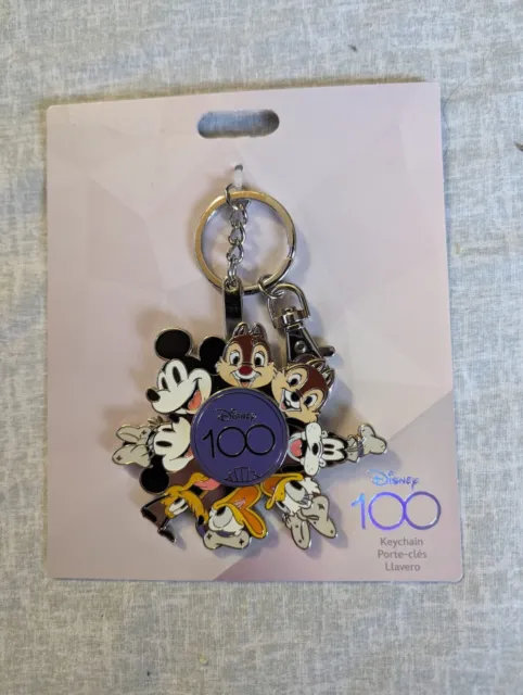 Disney Parks 100th Anniversary Mickey And Friends Spinner Keychain Charm NEW