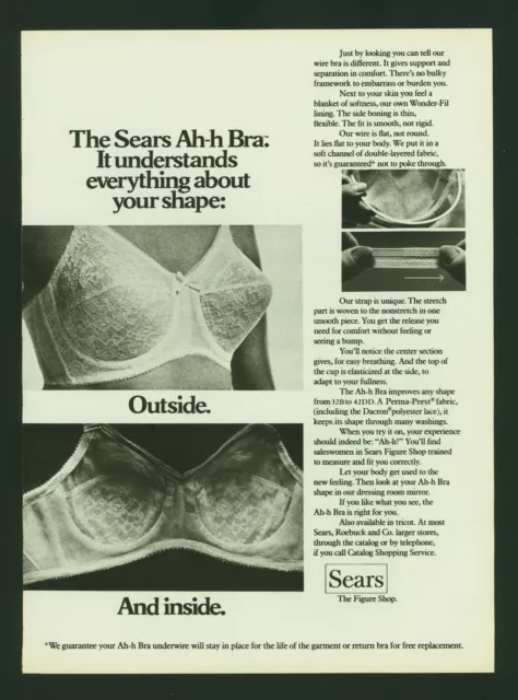 1973 PRINT AD page - Sears Tricot Ah-h BRA girl lingerie figure shop  Advertising $6.99 - PicClick