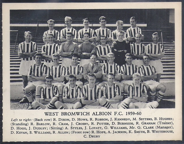 Fleetway-Football Teams 1959/60- West Brom Wba Fc