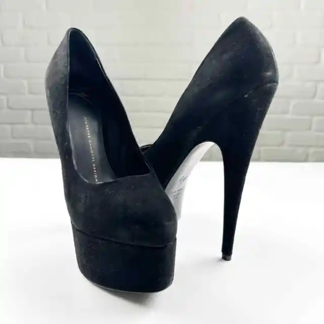 Giuseppe Zanotti Sky high black suede platform pumps heels 38.5