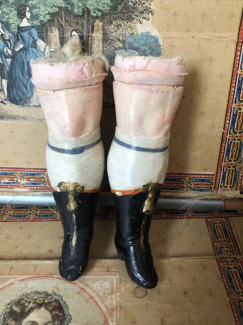 Antique GERMAN 1800’s Large Paper Mache Doll Lower Legs