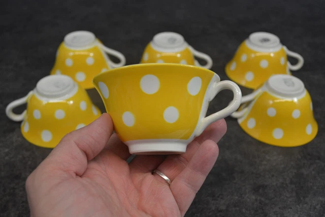 Lot De 6 Tasses à Espresso Lubiana Vintage - Verre Ambre Jaune Des Années 60 - Italie
