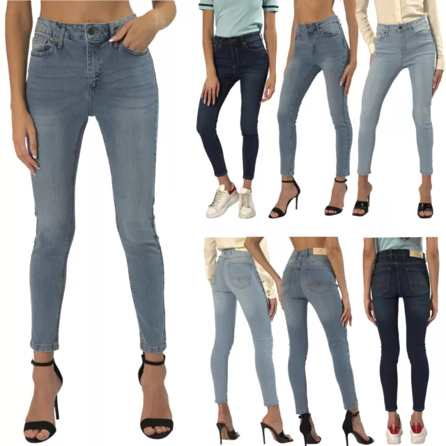LADIES SKINNY STRETCH Jeans Slim Fit Mid Rise Denim Jeggings