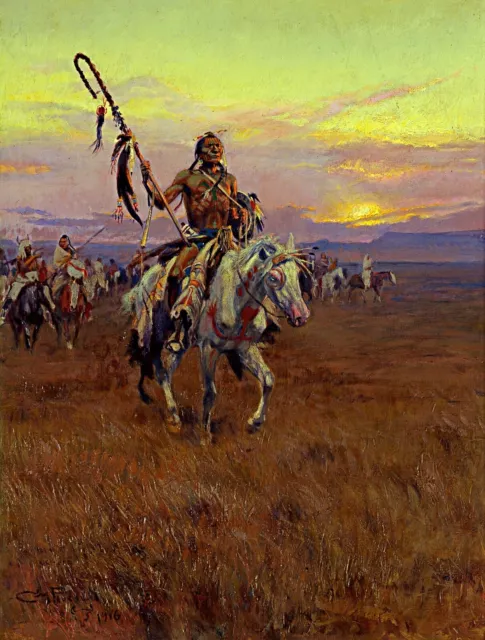 Native American Horse Riders 18 x 24 in Rolled Canvas Print Old West Painting