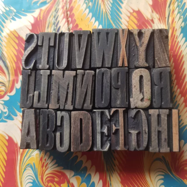 Wooden Letterpress Printing Blocks Mixed Font Alphabet 2.5cm. High.