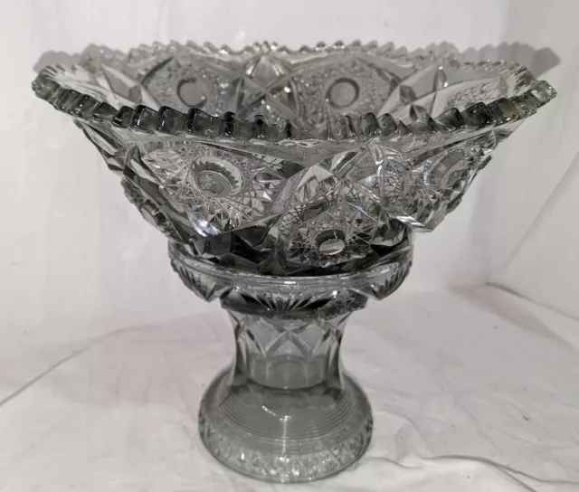 Punch Bowl & StandVintage Imperial Glass Whirling Star Footed Punch Bowl 14"