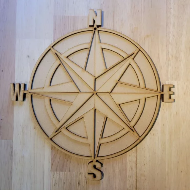 Large Wooden 3D Ships Compass Nautical Sea Sign Wall Door Hanging Plaque 6 mm