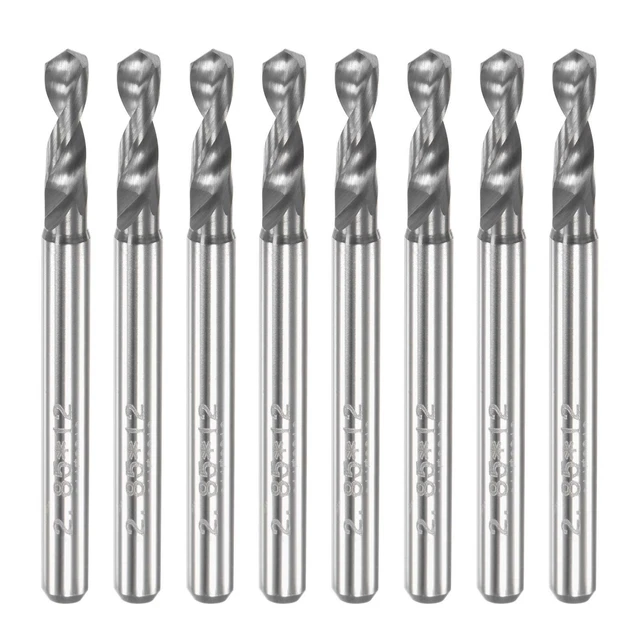2.85mm Tungsten Carbide Spiral Flute 1/8" Shank Circuit Board PCB Drill Bit 8pcs