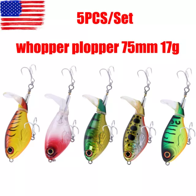 8x Unpainted Whopper Popper 75mm Bass Fishing Lures Rotating Tail Blank  Baits 