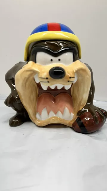 1993 Looney Tunes Tasmanian Devil “Taz” Cookie Jar Warner Bros Football w/defect