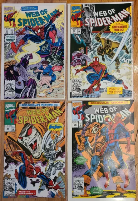 Lot Of 4 Marvel Comics "Web Of Spiderman" 1987 No. 91, 92, 93, 94 NM