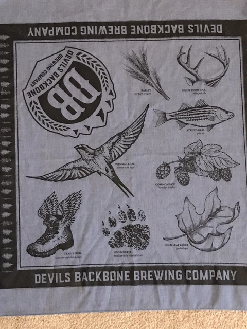 devils backbone brewing company blue bandana hankerchief beer ad souviner 1847