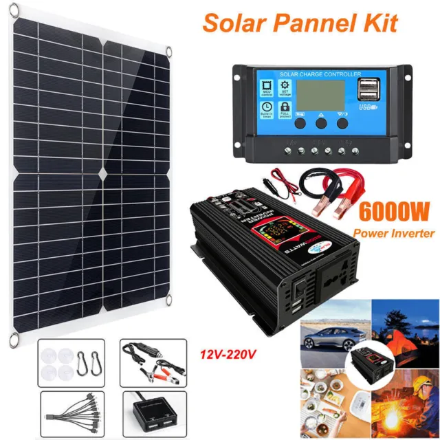 6000w Solar Panel Kit Complete Solar Power Generator 100A Home 220v Grid System.