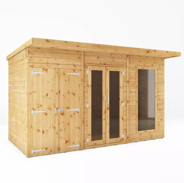 SUMMERHOUSE SIDE SHED STORE GARDEN OFFICE SUN ROOM DOUBLE DOORS 12ft x 8ft 12x8