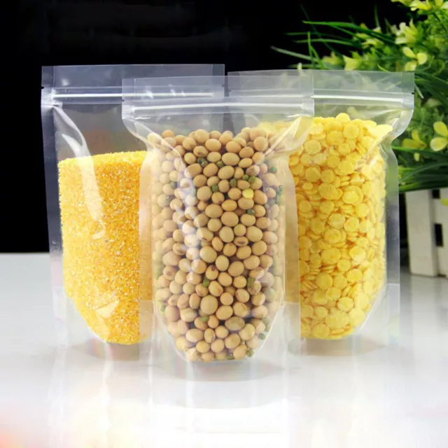 Clear Stand Up Self Seal Bags Plastic Pouches Food Storage Packaging Resealable