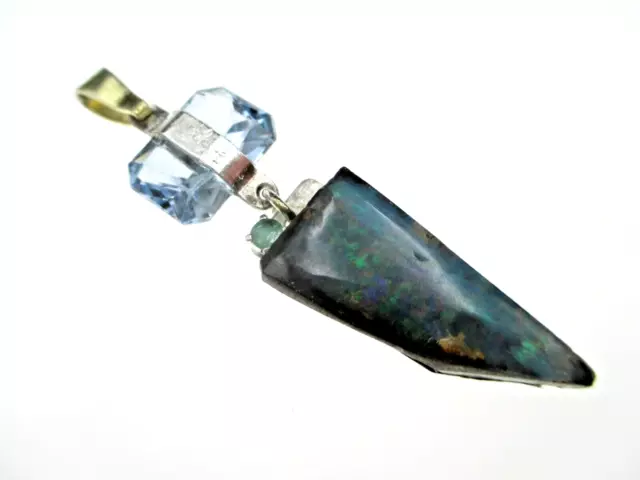 Designer Boulder Opal Designer Anhänger 925 Sterling Silber Vintage Retro Design