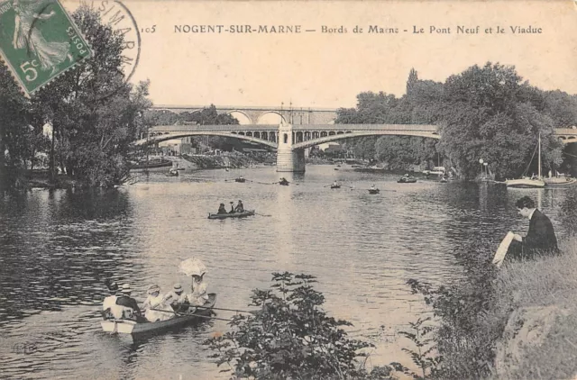 Cpa 94 Nogent Sur Marne / Bords De Marne / Le Pont Neuf Et Le Viaduc