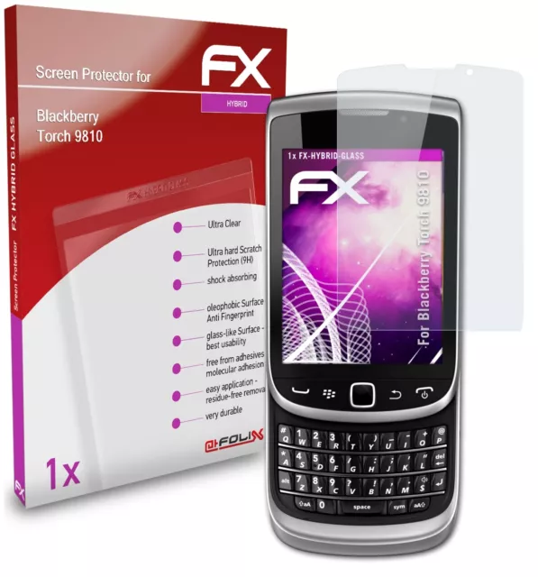 atFoliX Glasfolie für Blackberry Torch 9810 Panzerfolie 9H Schutzpanzer