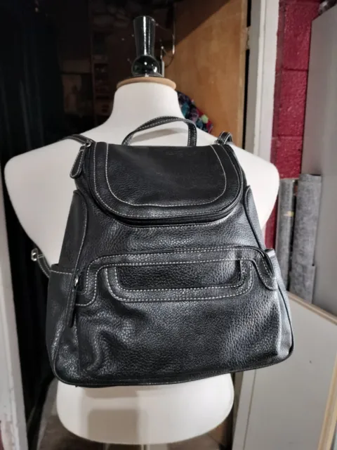 Multi Sac Black Faux Leather Convertible Backpack/Purse With Adjustable Strap