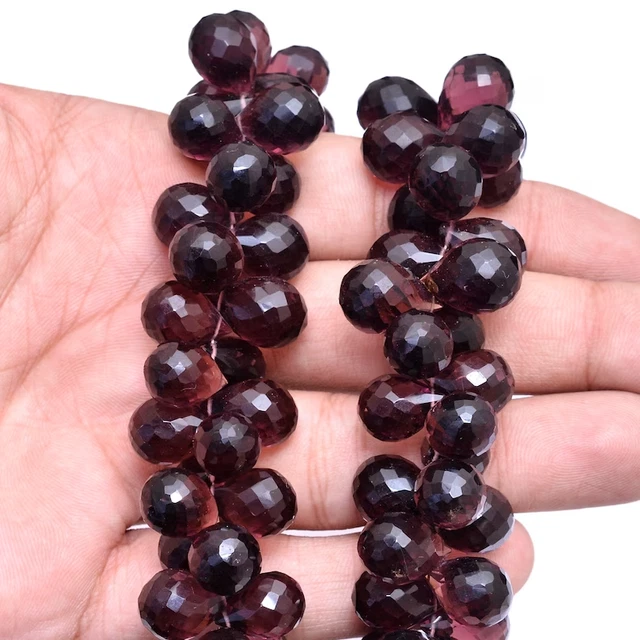 10 Ps Hydro Rhodolite Garnet Quartz Faceted Tear Drop Beads Jewelry Making 10x15