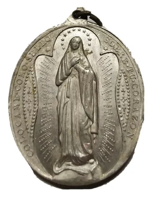 ANTIGUA MEDALLA LA INMACULADA VIRGEN DE LA MEDALLA MILAGROSA INMACULADA  39x29mm