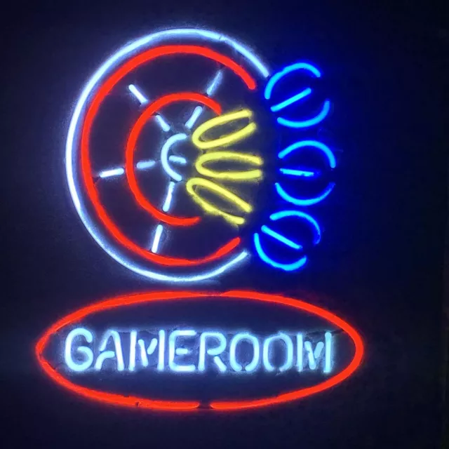 Game Room Darts Neon Sign Light Man Cave Wall Hanging Handcraft Art Gift 19"x15"