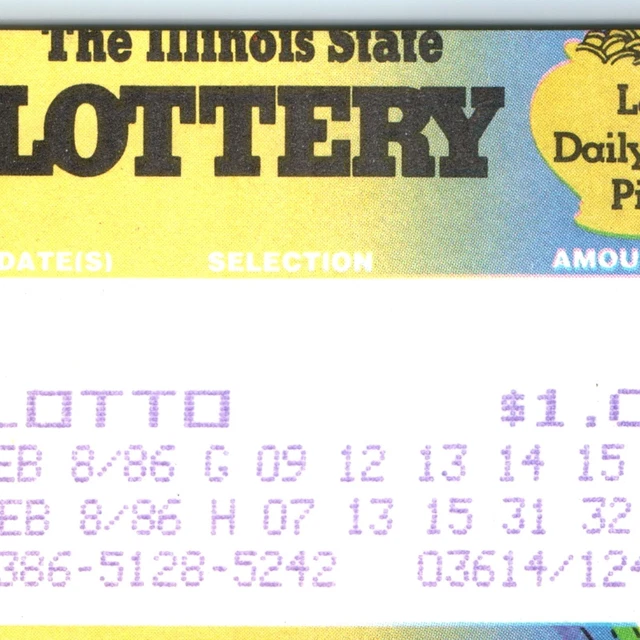 1986 ILLINOIS STATE Lottery PrePowerball Lotto Pick Ticket Draw 1