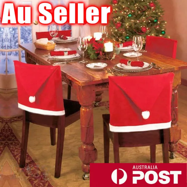 CHRISTMAS CHAIR COVERS Dinner Table Santa Hat Home Decorations