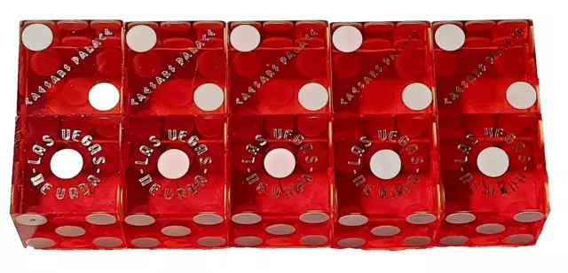 Dice Caesar's Palace Casino Las Vegas NV 2-Sticks(10-Dice) 19mm Red Polished