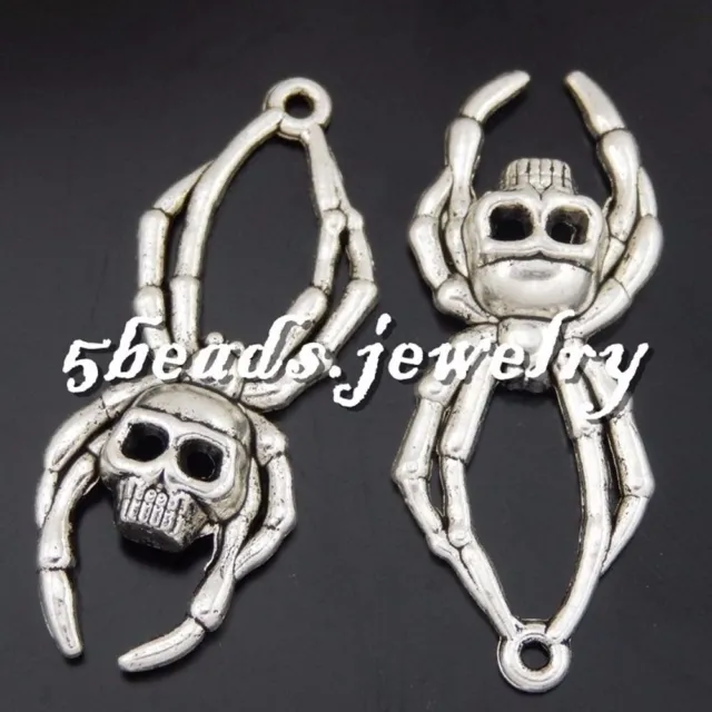 10 Stück Retro Silber Legierung Schädel Spinnen Form Charme Anhänger Kunst 50568