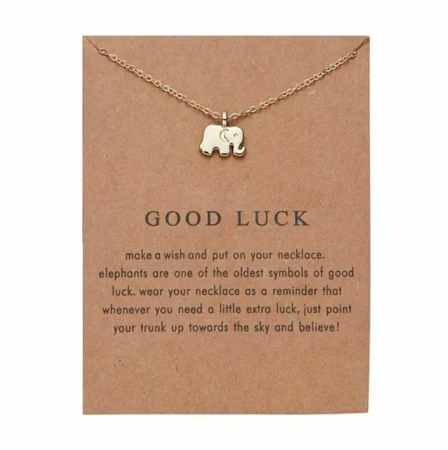 Good Luck Gold Elephant Necklace Delicate Animal Pendant Chain Charm Wish trunk