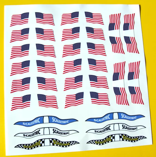 SLOT CAR SCX 1/32nd vintage USA AMERICAN FLAGS stickers decals fits SCALEXTRIC