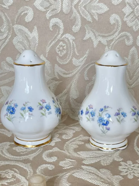 Royal Albert Memory Lane Blue Floral Salt and Pepper Shakers Bone China