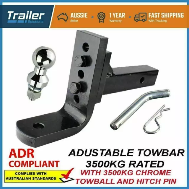 Adjustable Towbar drop Tow Bar Ball Mount Tongue Hitch Trailer Car 4000KG 4T